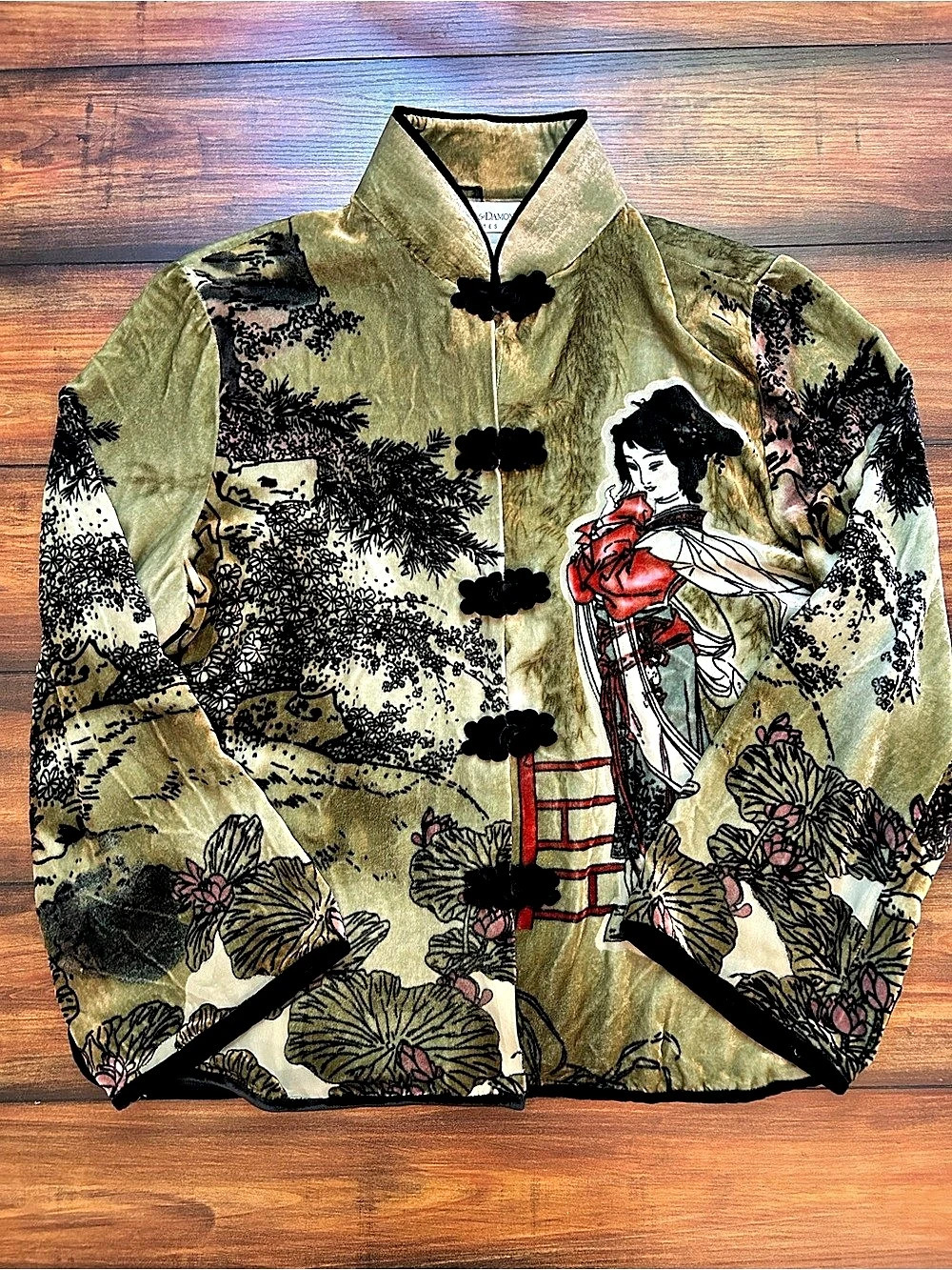 Draper's & Damon's Petite Mandarin Collar Silk Blend Jacket Green Petite Medium